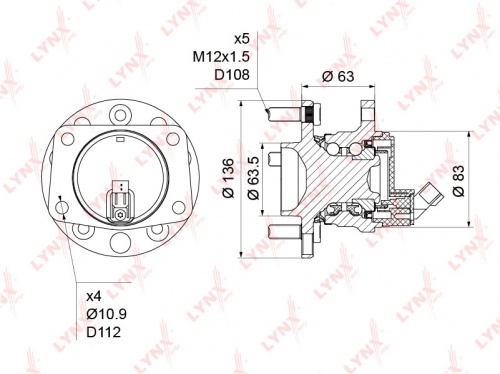 Подшипник ступичный FORD MONDEO III зад LYNX VKBA3576