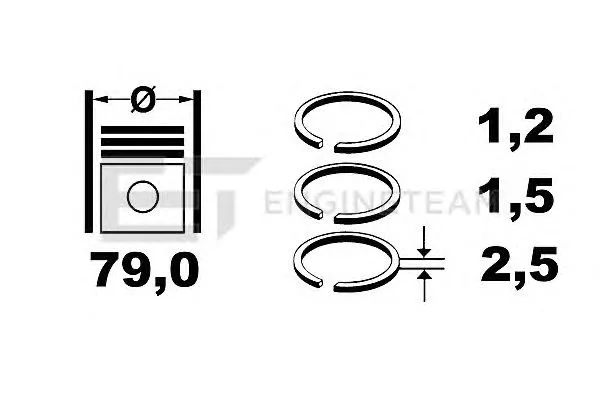 Кольца поршневые OPEL 1.6 8v/16v STD (79mm/1.2x1.5x3) (1цил)