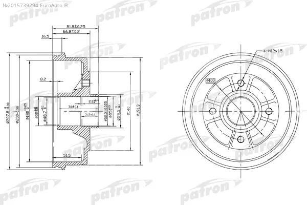 Барабан торм RENAULT LOGAN/SYMBOL 180mm зад METACO (без АБС)