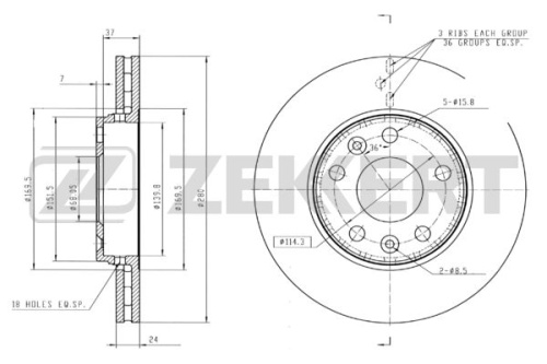 Диск торм RENAULT DUSTER/FLUENCE/MEGANE III/SCENIC III/KAPTUR 2.0 пер ZEKKERT DF6072 (280mm)