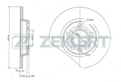 Диск торм VW Т4 96-03 зад ZEKKERT DF4047