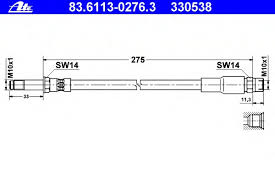 Шланг торм BMW E39 задн ATE