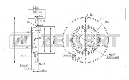 Диск торм VAG FABIA/POLO пер ZEKKERT DF4253 (239x18)
