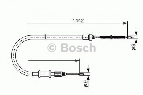 Трос ручника RENAULT KANGOO 97-06 прав повыш нагрузка BOSCH