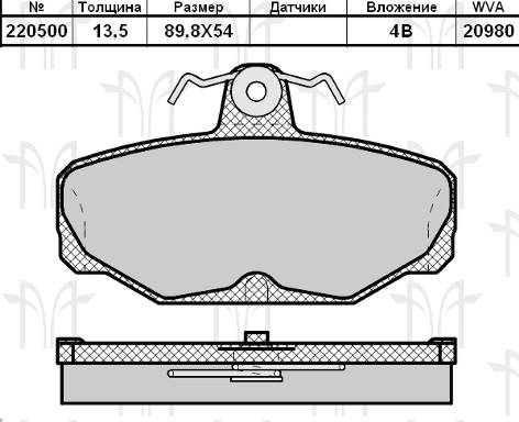 Колодки торм FORD SCORPIO зад RH GDB471=GDB472=220500