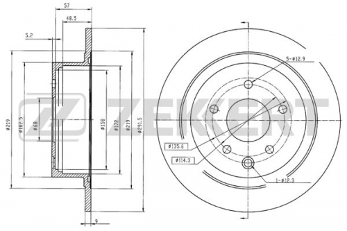 Диск торм NISSAN QASHQAI зад ZEKKERT DF6051