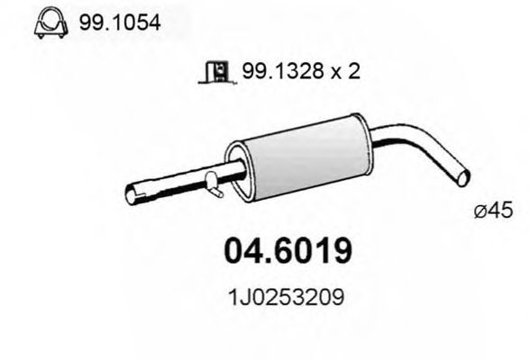 Глушитель SKODA OCTAVIA/GOLF IV сред часть ИЖОРСКИЙ (+102750685/+107221685)