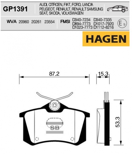 Колодки торм VAG PASSAT/GOLF/BORA/JETTA/MEGANE II зад SANGSIN GDB1330=226310=226300=GDB823