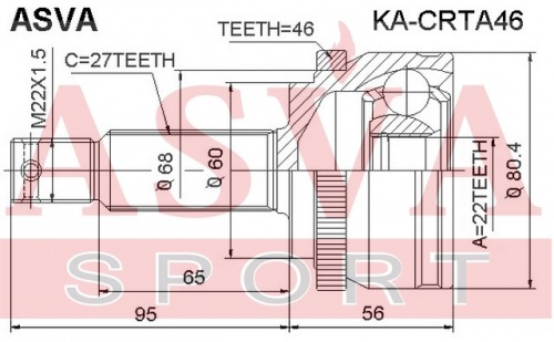 ШРУС KIA CERATO II 08-/HYUNDAI I30 07- наружн PATRON (27x60x22x46z)