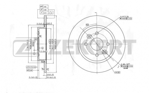 Диск торм KIA SPECTRA зад ZEKKERT DF6055