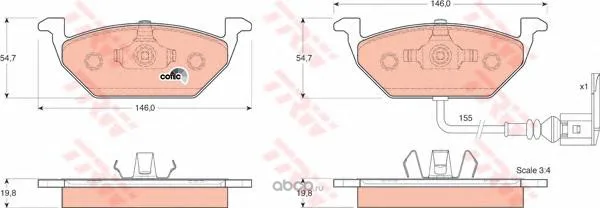 Колодки торм VW GOLF IV пер ZF Russia GDB1386=GDB1658=GDB1357 (+датчик)