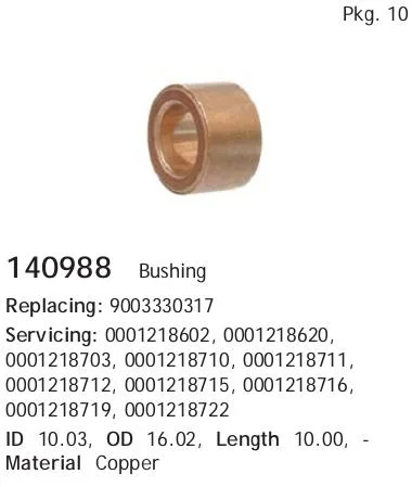 Детали стартера Втулка стартера 10x16x10 CARGO