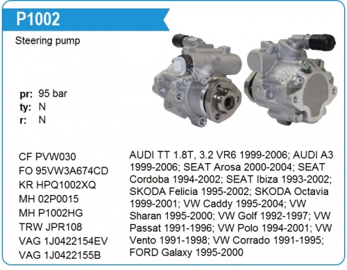 Насос ГУР VAG B3/G4/OCTAVIA 1.6-2.0 MOTORHERTZ (отступ 41mm)