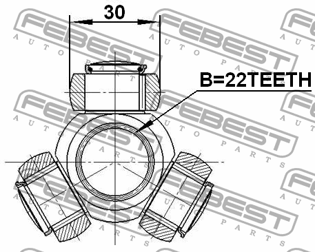 ШРУС FORD FOCUS I/II внутр FEBEST 22зуба (ТРИПОИД ОТДЕЛЬНО)