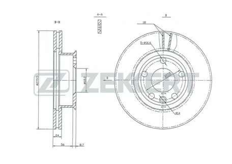 Диск торм VW Т4 90-96 пер 15" вент ZEKKERT (280x24)