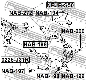 Сайлентблок рычага NISSAN MURANO Z51 зад подв внутр развала MASUMA NAB-196