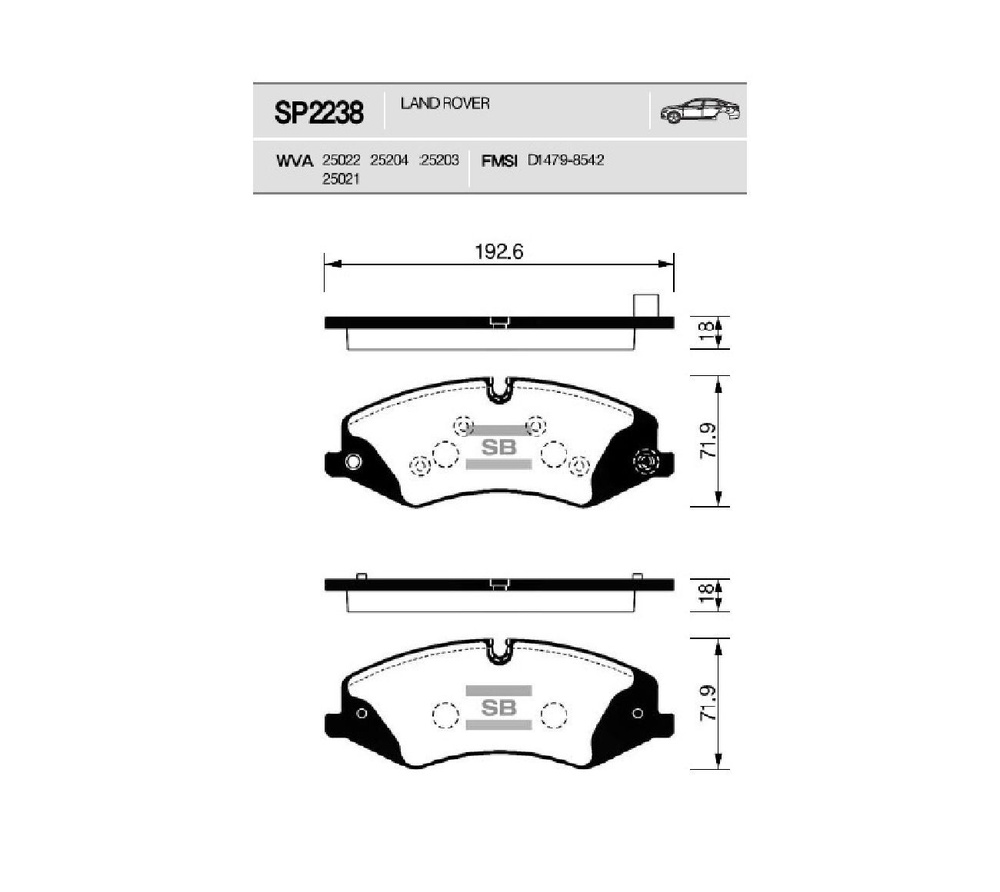 Колодки торм LAND ROVER RR SPORT пер SANGSIN GDB1898  (+GIC250)