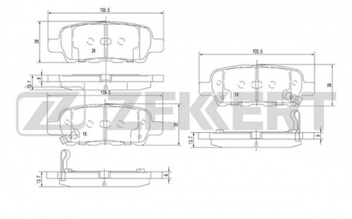 Колодки торм NISSAN X-TRAIL/QASHQAI/TIIDA/JUKE/GRAND VITARA зад ZEKKERT GDB3294 (+PFK579)