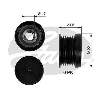 Шкив генератора VAG 1.2/1.4TSi GATES