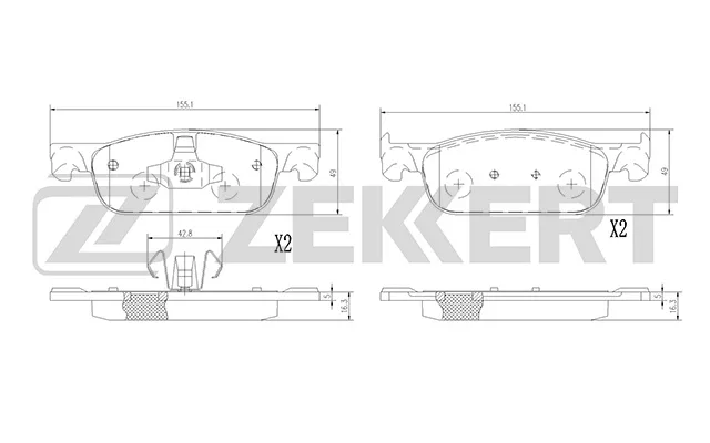 Колодки торм RENAULT SANDERO II/LADA X-RAY(кроме CROSS) пер ZEKKERT GDB2157