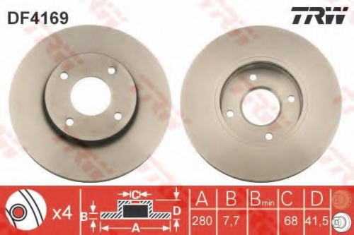 Диск торм NISSAN N16/P11 пер RH DF4169=DI108