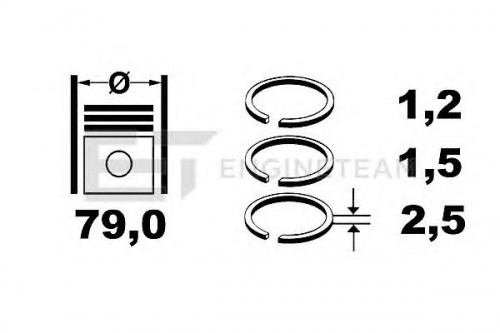 Кольца поршневые OPEL 1.6 8v/16v STD (79mm/1.2x1.5x3) (1цил)
