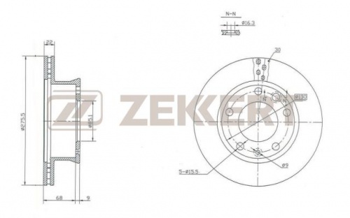 Диск торм MB SPRINTER 901-904/VW LT 28-46 пер ZEKKERT DF2790=07517