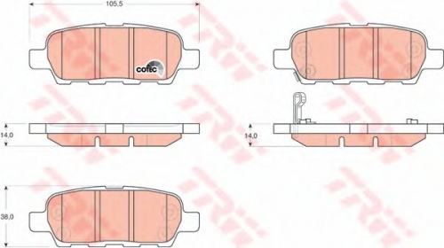 Колодки торм NISSAN X-TRAIL/QASHQAI/TIIDA/JUKE/GRAND VITARA зад TRW GDB3294(+PFK579)