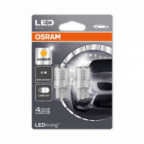 Автолампа LED W21W OSRAM (пара/желт)