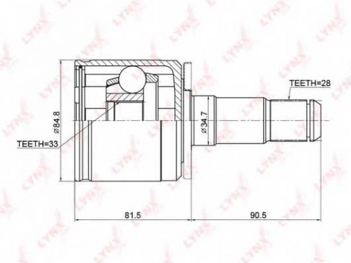 ШРУС MITSUBISHI L200 внутр лев LYNX 0411-KB4LH=MTIL-KB