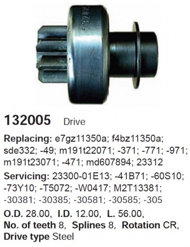 Бендикс стартера HYUNDAI/MITSUBISHI MM 132005