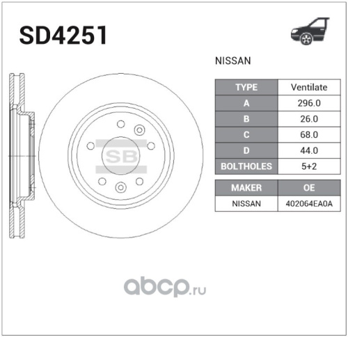 Диск торм NISSAN QASHQAI II 13-/X-TRAIL 13- пер SANGSIN