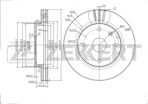 Диск торм CHEVROLET LACETTI пер ZEKKERT