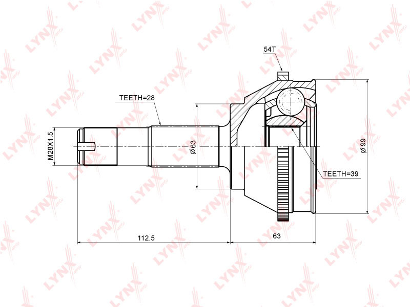ШРУС FIAT DUCATO 94-02- 10-15 +ABS наружн LYNX (39x28)