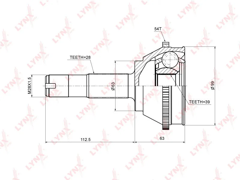 ШРУС FIAT DUCATO 94-02- 10-15 +ABS наружн LYNX (39x28)
