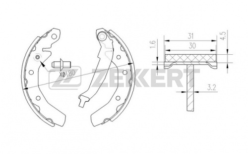 Колодки торм DAEWOO MATIZ/CHERY S11 задн бараб ZEKKERT GS8645=408600=SA086