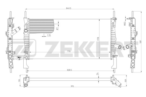 Радиатор ОЖ FORD TRANSIT 06- +/-AC ZEKKERT (770mm)