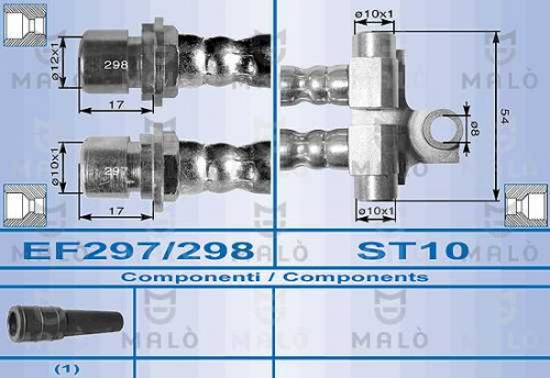 Шланг торм FORD TRANSIT 92-00 зад MALO PHA277=1987476615