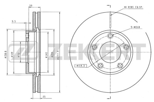 Диск торм MAZDA 3/5 03- пер ZEKKERT