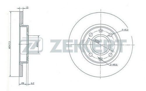 Диск торм PEUGEOT 206 пер ZEKKERT