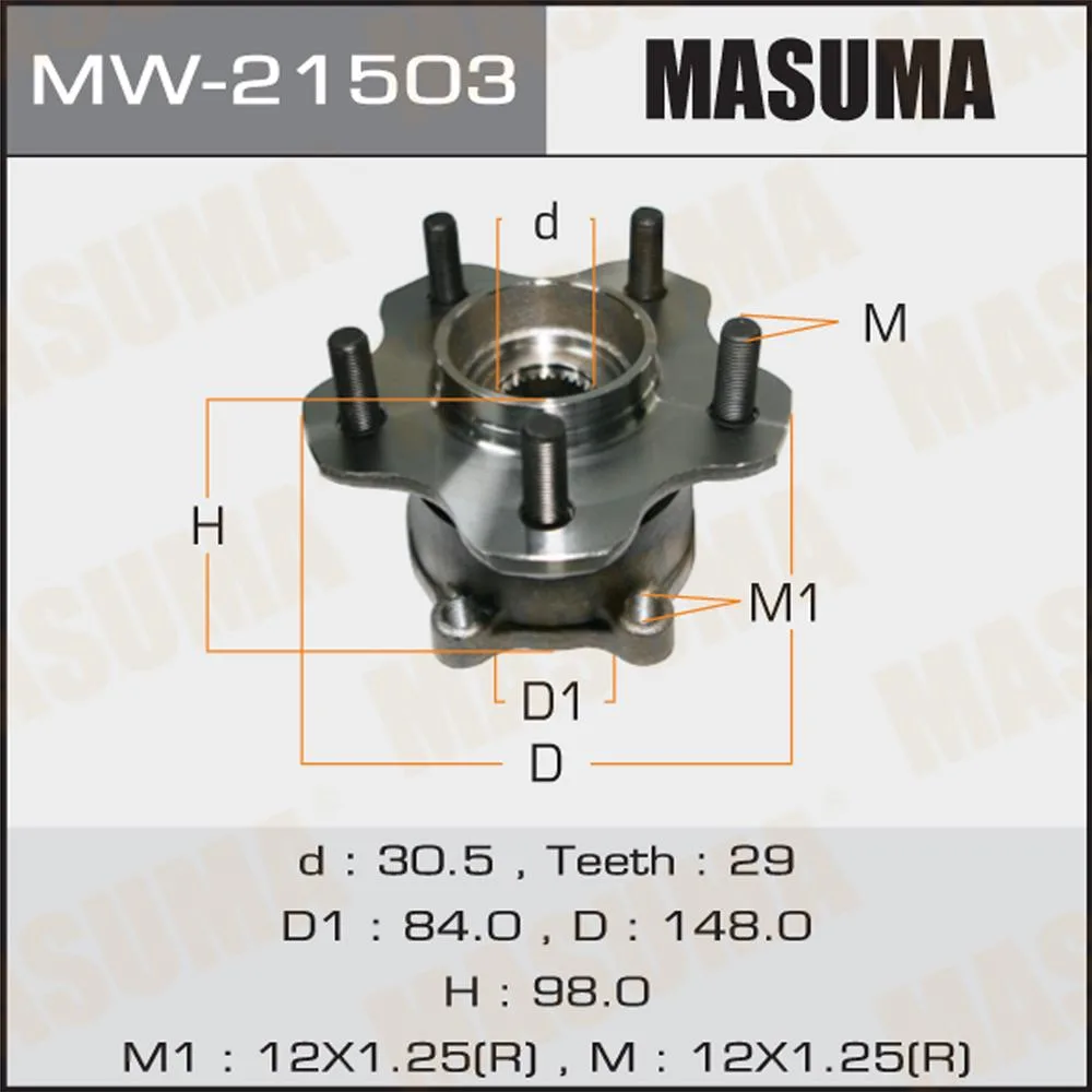 Подшипник ступичный NISSAN TEANA/MURANO Z51 задн MASUMA