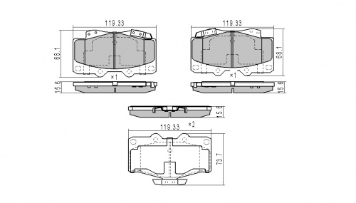 Колодки торм TOYOTA LC90/GW DEER/SAFE 4WD пер JP GDB797