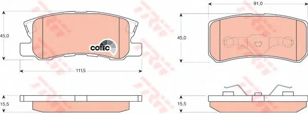 Колодки торм MITSUBISHI PAJERO II/III 98-/DODGE CALIBER зад TRW GDB3247