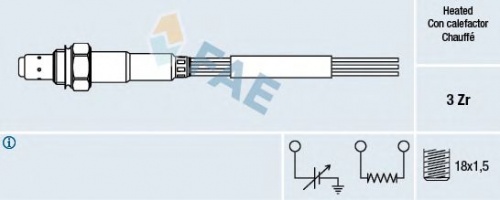 Датчик кислорода FAE универсальный 3х конт