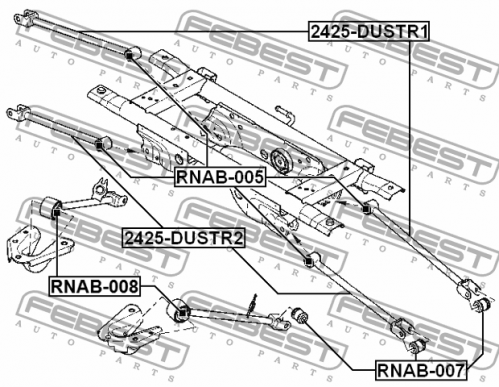Сайлентблок рычага RENAULT DUSTER зад подв прод FEBEST RNAB-008 (в рычаг)