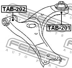 Сайлентблок рычага TOYOTA AVENSIS T250 пер подв передний RBI TAB-202