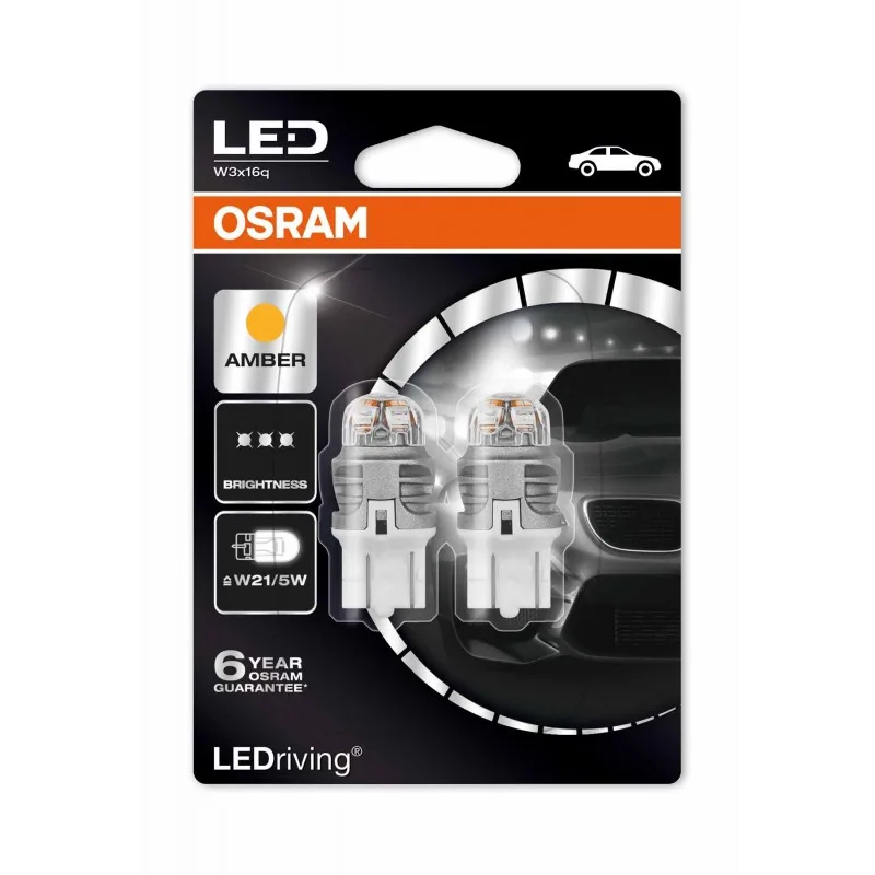 Автолампа LED W21/5W OSRAM (пара/желт)