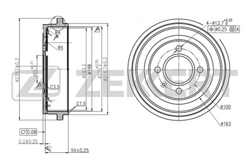 Барабан торм VW POLO/CHERY AMULET ZEKKERT DB4260=100641