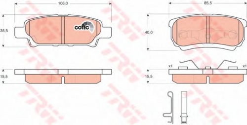 Колодки торм MITSUBISHI LANCER IX-X зад TRW GDB3341