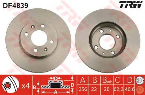 Диск торм HYUNDAI ACCENT/RIO II пер TRW DF4839=SD2028